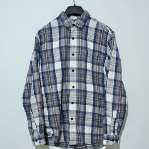 LL Bean Flannel Shirt Mens Reg Medium Colorful Plaid Slightly Fitted